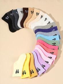 10 đôi tất dài đến bắp chân cho bé, màu kẹo ngọt, họa tiết nơ ngẫu nhiên, mềm mại, thoải mái, co giãn, thích hợp cho mùa xuân/thu. - Nhiều màu - Xem 2