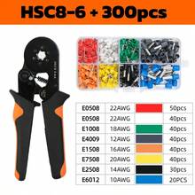 Ferrule Crimp Tool Kit, Wire Ferrule Kit Crimper Connector, 4 Corner Self-Adjusting AWG23-5 Specification Ferrule Electrical Terminal, Crimp Tool Pin Terminal Ratchet Pliers For Audio, Automotive, DIY