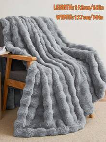 1pc Plain Cozy Pink White Grey Coffee Brown Tie Dye Rabbit Fur Plush Blanket Luxury Faux Fur Fluffy Long Plush Blanket Bedding Throw Soft Warm Comfortable Couches Blankets For Home, For Sofa, Living Room King Queen Twin Throw Size - Multicolor - View 17
