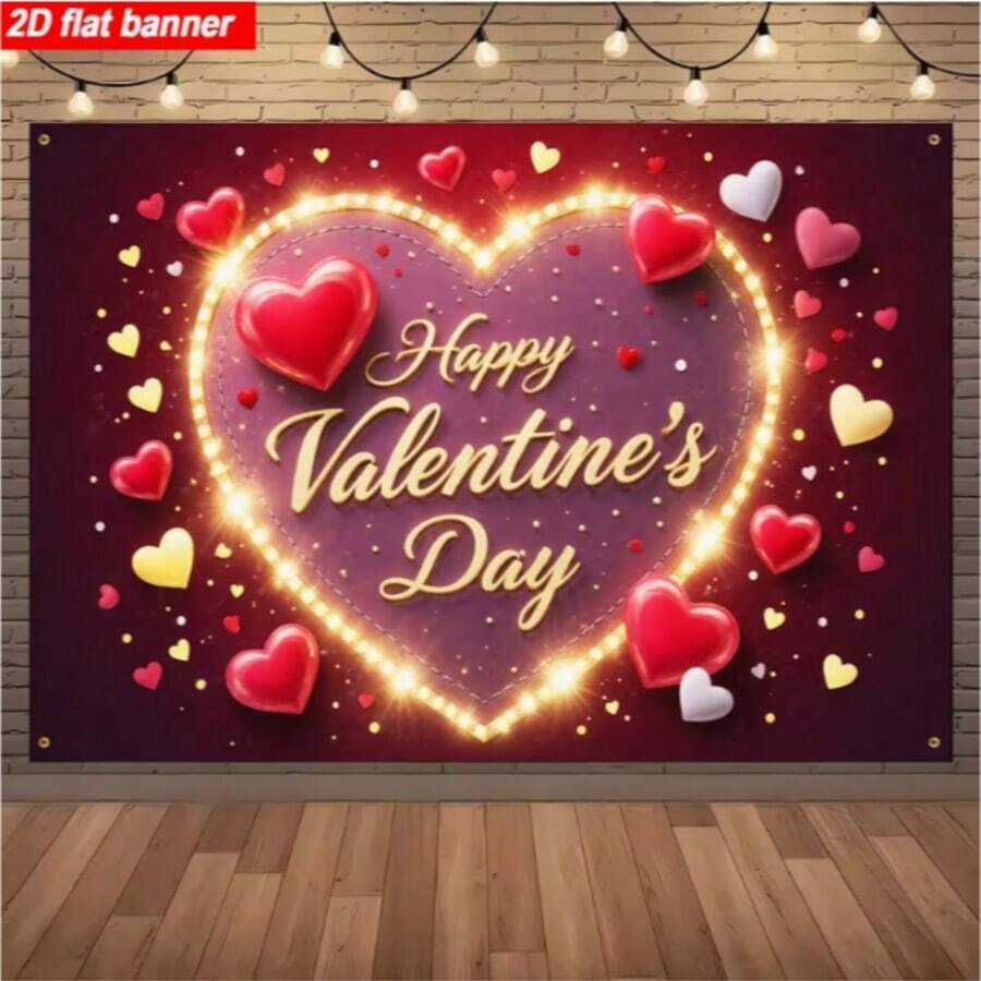 2D Flat Background Cloth, Deep Burgundy Color, Romantic Atmosphere Proposal Backdrop, Photography Prop, Valentine's Day Party Decoration Banner, Festival Celebration, Suitable For Indoor And Outdoor Spaces Such As Room, Living Room, Garden - Multicolor - View 1