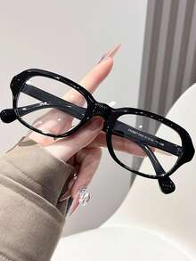 1 Pair Women's Square Frame Glasses, Cute Academic Style With Transparent Lenses, Suitable For Daily Wear - Clear - View 7