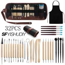 Ceramic Art Tool Set, DIY Handmade Clay Sculpting Tool Kit, Clay Carving Silicone Dotting Pen, Apron - Clay Tools - View 19