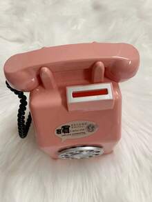 1个粉色小猪存钱罐，电话造型，可作硬币罐、家居装饰/毕业季装饰、收纳罐、摄影道具、生日派对礼物