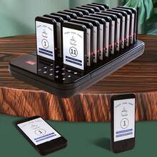 Sistema De Buscapersonas Inalámbrico Sistema De Llamadas, 20 Canales Restaurante Pagers de Llamadas inalámbricas Buscapersonas de conexión para Restaurante Clínica Bar Iglesia Comedor de Comida - Negro - Ver 3