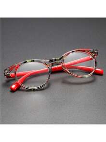 Exquisite Printed Contrast Color Floral Pattern Round Frame Reading Glasses, Combining Printed And Contrast Color Design To Add Fashionable Layers, Round Frame Design Is Retro And Gentle, Flexible In Multiple Diopter Options, Ideal Choice For Those Pursuing Unique Style And Practicality, Easily Create An Eye-Catching Look. - Transparent - View 11
