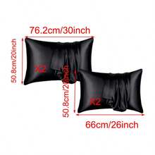 4 Pieces Of 100% Mulberry Silk Pillowcases, Silk Pillowcases, Suitable For Hair And Skin, Silk And Soft Bed Pillowcases, With Invisible Zipper, For Ladies And Men - Gói 2 màu đen - Xem 2