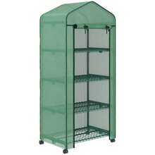 Aluminum Greenhouse, Mini Greenhouse, Cold Frame, 4 Shelves, 69 X 50 X 165 Cm, Green