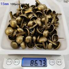 50/100个金属半球形圆形双脚铆钉，用于DIY手工制作皮革工艺包袋手提包底部保护