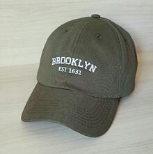 Brooklyn Unisex Baseball Cap With Embroidered Curved Brim, Casual Premium Cotton - 軍綠色 - 查看 1