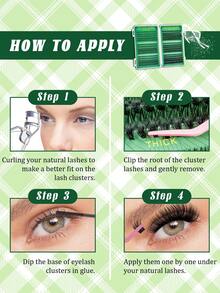 600pcs D-Curl Fluffy False Eyelashes Set (10-16mm), Beginner-Friendly False Eyelash Tutorial Book, Thick & Voluminous DIY Segmented Eyelash Extensions (With Adhesive Seal), Tweezers, Eyelash Brush, Thickening Lashes, Lightweight & Reusable Large Capacity Individual Lashes - 黑色 - 查看 9