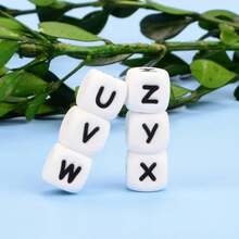 100 Uds.Cuentas de silicona con letras de 12MM, cuentas de silicona sueltas de calidad alimentaria, pulsera DIY, collar, accesorios de cadena de chupete - Q - Ver 3