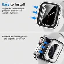 二合一保护壳，内置屏幕保护膜，兼容 Series 4/5/6/7/8/9/10 SE/SE2/Ultra，40/41/42/44/45/46mm，硬质 PC 全包覆式保护壳，边缘平整。 - 銀色 - 查看 7