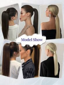 16"/26" Ponytail Wig, Multi-Functional Elastic Band, Available In Coffee Brown, Light Brown, Wine Red, Golden, Heat-Resistant, Women's Long Straight DIY Wrapped Ponytail, Soft & Natural Synthetic Ponytail - Multicolor - View 8