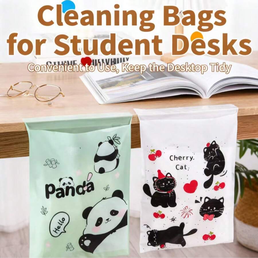 20 pièces en stock ! Sacs à ordures de voiture de dessin animé mignons, jetables, portables, sacs de rangement, adhésifs, sacs de nettoyage de bureau d'étudiant, modèle d'accumulation de richesse, modèle de réussite facile, modèle de panda et plus de styles édition limitée de printemps - Multicolore - Voir 1