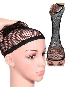 5个尼龙发网，新款弹性发网，时尚网状编织假发帽，女士假发，假发配件 - 黑色 - 查看 4