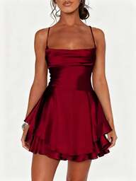 Sedessea Sexy Backless Tied Rope Elegant Pleated Dress, European & American Popular Cross-Border Product Suitable For Bar, Party, Home Wear, One Piece