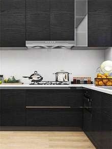 1 Roll Peel And Stick Wallpaper Wood Contact Paper Wood Wallpaper Black Wood Grain Contact Paper Thicken Textured For Cabinets And Drawers Countertops Waterproof Self Adhesive Vinyl - Black - View 7