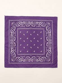 1pc Fashionable Paisley Print Versatile Large Bandana/Headband, Boho Style, Suitable For All Seasons,Scarf,Beach,Holiday - Purple - View 5