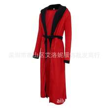 Chemise de nuit longue à capuche, manches longues, poches, coupe ample et épaisse pour hommes en grande taille, idéale pour l'hiver - Rouge et noir - Voir 12