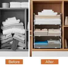 3-Pack Stackable Metal Storage Drawers – Pull-Out Organizer Baskets For Kitchen, Bathroom & Office Cabinets - White - View 3