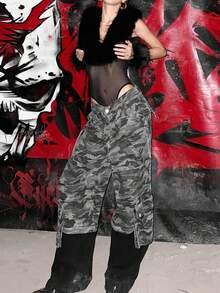 Top Dazzle 女士无袖露背透视连体衣，仿毛皮垂领设计，撞色网纱拼接，黑色针织面料背心，中等弹力 - 黑色 - 查看 9