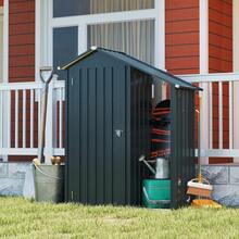 ENNIBOBO Campcraft 2-In-1 Galvanized Steel Outdoor Storage Cabinet, Lockable Metal Garden Shed With Firewood Rack, Heavy Duty Waterproof Tool Organizer For Patio Lawn Backyard Garage - Grey - View 8