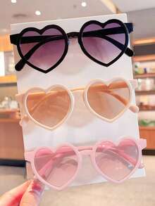 2/3/4Pcs Girls Cute Heart Kids Children Baby Fashion Glasses Great Gift For Valentine's Day,Card Only Show,Don't Shipping