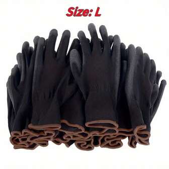 12双防护工作手套，耐磨、防滑、防静电，适用于园艺和木工机械安全作业