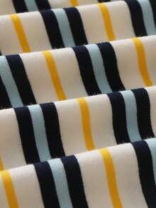 Infant/Toddler Striped Short Sleeve Cotton Casual Top, Spring/Summer - Blue and White - View 9