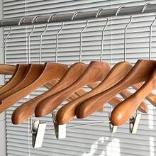 2pcs Wide Shoulder Wooden Hangers, Polished Surface, Extra Large 17.72 Inch Wooden Hangers Suitable For Jackets And Coats - Maple - View 4