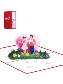 1pc Pop-Up Valentine's Day 3D Greeting Card With Envelope, Heart Cloud Design, Love Theme, Suitable For Valentine's Day/Wedding/Engagement/Couple Confession And Other Occasions