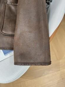 GMFP Women's Fall/Winter Casual Elegant Oversized Fashionable Marbled Collar Warm Winter Detachable Collar Faux Leather Jacket Outerwear Women's Winter Coat New Year/Valentine's Day - Brown - View 9