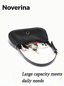 1pc Retro Minimalist Hook Decor Adjustable Shoulder Strap Crescent Shape Bag,[US-Based Shipping] Suitable For Date, Outing, Party,1pc Retro Minimalist Hook Decor Adjustable Shoulder Strap Crescent Shape Bag, Suitable For Date, Outing, Party,Perfect For Office,College,Work,Business,Commuting,Outdoor Activities,Travelling And Picnic,Women's Shoulder Bag,Handbag,Shiny Flap Underarm Bag, Fashionable And Versatile,Small But Spacious,Can Accommodate Mobile Phones,Keys,Cosmetics And Other Essential Items,Daily Commuting,Dating,Shopping Or Travel,Women's Fall Clothing Winter Clothing Christmas Gift Fall Autumn Velvet Furry Party Fuzzy Plush Thanksgiving Festival Cyber Monday Holiday Knitted Winter Valentine' S Day Gift Christmas Women Crossbody - màu đen - Xem 11