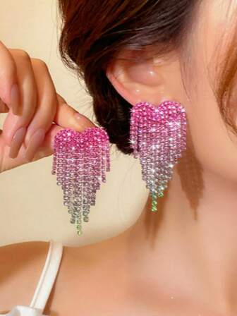 1对可爱百搭卡通圣诞老人和圣诞树节日耳环（扎染渐变随机）