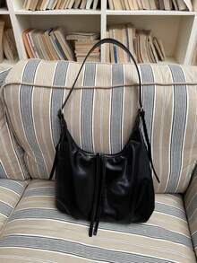 复古女士腋下包，休闲大容量手提包，斜挎包，秋冬新款韩版时尚 - 黑色 - 查看 5