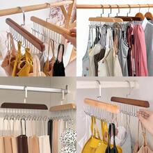 2pcs Multi-Function Wooden Clothes Hanger, 8-Hook Rack For Hanging Clothes, Underwear, Vests, Wooden Storage Rack, Tie Hook, Suitable For Clothing Store