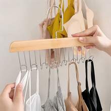 2pcs Multi-Function Wooden Clothes Hanger, 8-Hook Rack For Hanging Clothes, Underwear, Vests, Wooden Storage Rack, Tie Hook, Suitable For Clothing Store