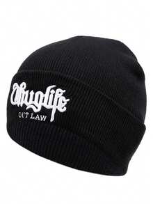 2025 Noua pălărie personalizată tricotată la modă Riot brodat culoare blocată pălărie de fasole stradă creativă hip hop pălărie în aer liber zilnic naveta pălărie decorativă toamna și iarna sport de agrement rezistent la vânt pălărie caldă unisex fără margini pălărie bărbați cap de iarnă