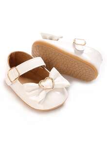 Spring/Autumn Infant Girls Cute Fashion Flat Shoes With Bow Decor, Rubber Non-Slip Sole, Toddler First Walking Shoes, 0-1 Years Old - White - View 6