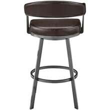 Armen Living Chelsea 26" White Faux Leather and Brushed Stainless Steel Swivel Bar Stool(25 Chocolate) - Multicolor - Ver 7