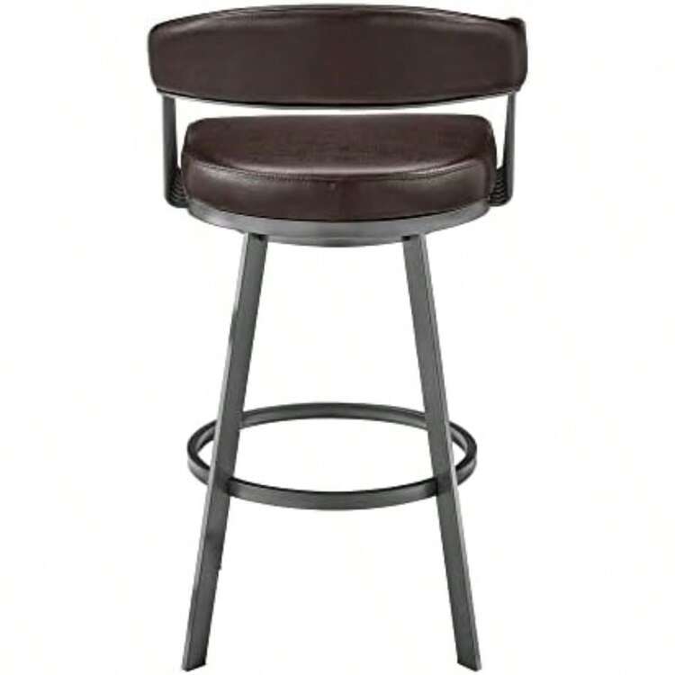 Armen Living Chelsea 26" White Faux Leather and Brushed Stainless Steel Swivel Bar Stool(25 Chocolate) - Multicolor - Añade 7