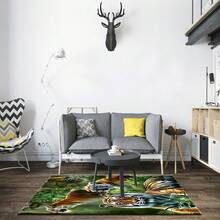 1pc Tiger Green Artistic Pattern Carpet Doormat, Non-Slip Floor Mat, Living Room Decor Rug