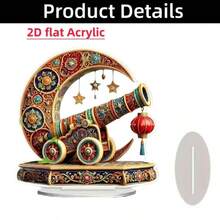 Dekoracyjna figurka w kształcie gwiazdy i księżyca z akrylu 2D, ozdoba na biurko - Wielokolorowe - Zobacz 1