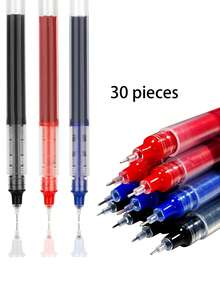 30pcs 0.5mm Gel Pens, Gel Ink Pens, Blue/Red/Black Fine Tip Ink Pens, (Blue/Red/Black) Ink Pens, Quick-Drying Gel Pens, Visible Ink Writing Supplies, Suitable For School, Home And Office Writing And Office Supplies. - Mixed Colors (red, Blue, Black) 10+10+10 - View 9