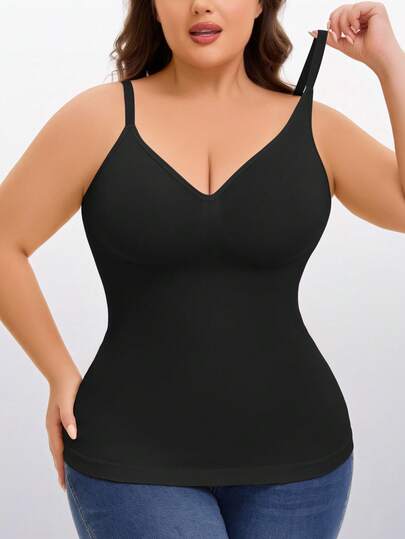 1件女士加大码无钢圈可调节肩带塑身吊带背心