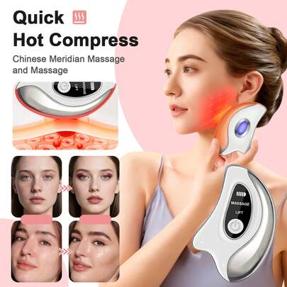 Placa masajeadora eléctrica para levantamiento facial Guasha, raspador de cuello, eliminación de arrugas, adelgazamiento facial, vibración, cepillo de meridianos 600mAh