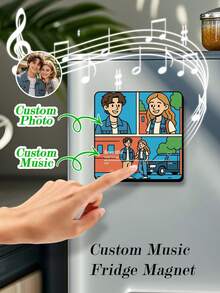 1 chiếc nam châm tủ lạnh album nhạc tùy chỉnh, nam châm tủ lạnh trình phát nhạc cá nhân hóa hiển thị ảnh bài hát và bìa album, quà tặng phù dâu - Phong cách AI - Xem 15