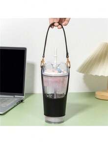 1 szt. przenośna torba na kubki do napojów, uchwyt na kubek do kawy, ochronny pokrowiec na kubek do herbaty, uchwyt na butelkę z wodą, skórzany pokrowiec z PU, torba podróżna na zakupy i kemping - Wielokolorowe - Zobacz 5