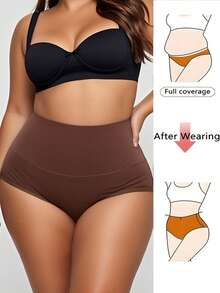 6 chiếc quần lót nữ cỡ lớn cạp cao không đường may, chất liệu vải dệt kim mềm mại, co giãn thoải mái, thiết kế đơn giản, màu cà phê và tím nhạt. - Nhiều màu - Xem 2