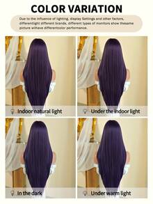 NAMM 32 Inch Extra Long Straight Layered Purple Wig For Women, Elegant Natural Style With Bangs, High Density Fluffy Heat-Resistant Synthetic Fiber Hair, Suitable For Beginners, No Glue, Daily Wear, Party, Halloween, Anime Cosplay, Music Festival - 紫色 - 查看 3